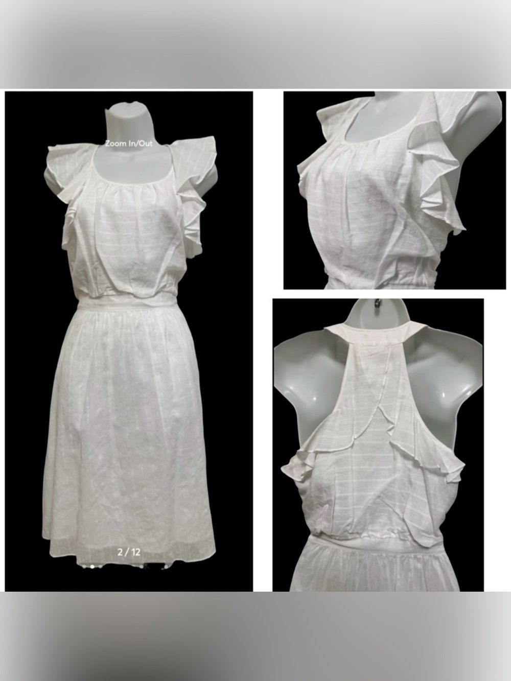 NWT Marc New York Andrew Marc White Ruffled Sleeveless Dress Size 6